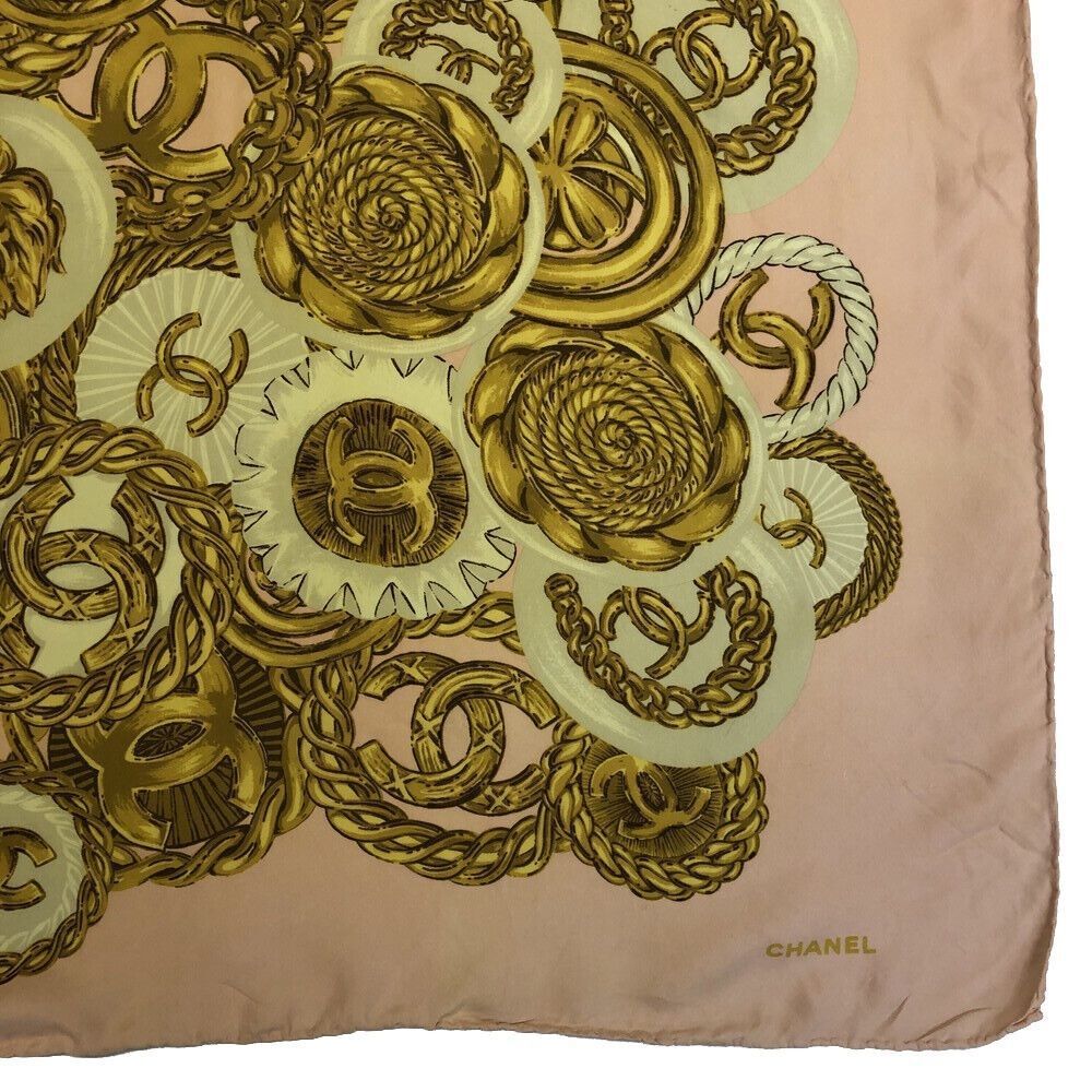 CHANEL CC Logo Pink 100% Silk Jewelry Print Scarf - Picture 9 of 12